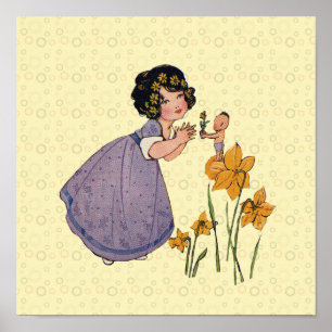 Garden Elf Daffodil Fairyland Spring Easter Poster