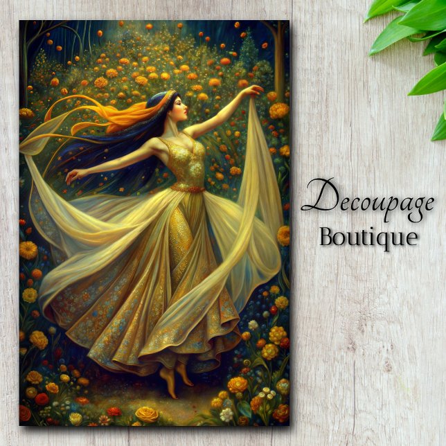 Garden Enchantress Golden Twilight Dance Decoupage Tissue Paper (Garden Enchantress Golden Twilight Dance Decoupage Tissue Paper)