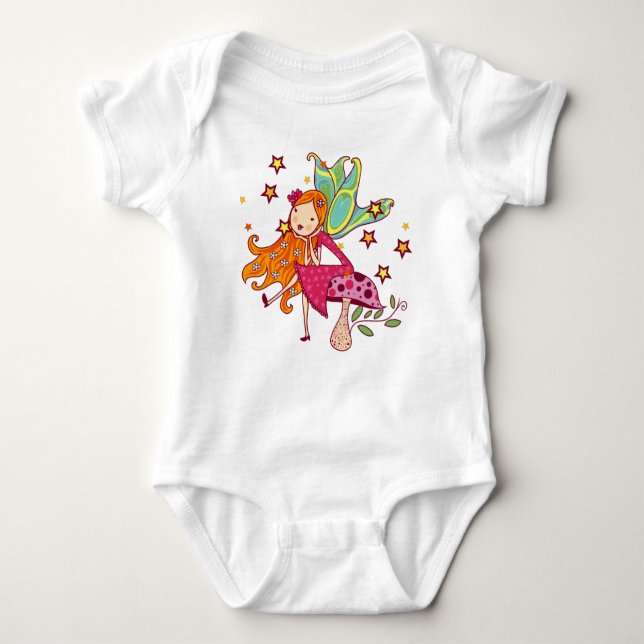 Garden Fairy on Mushroom Baby Bodysuit (Front)