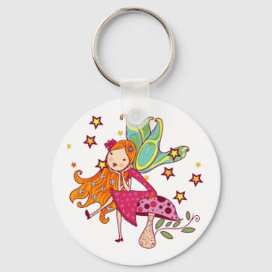 Garden Fairy on Mushroom Key Ring
