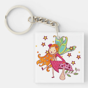 Garden Fairy on Mushroom Key Ring