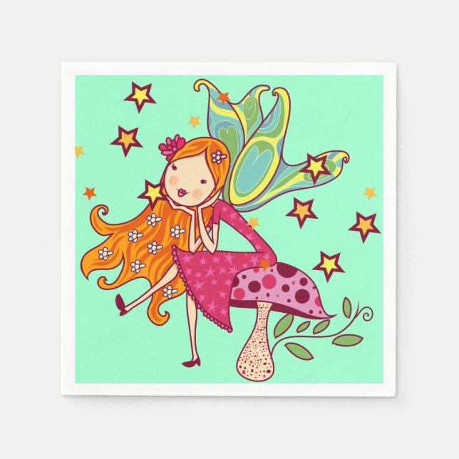Garden Fairy on Mushroom Napkin (Front)