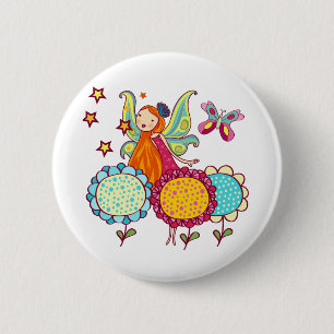 Garden Fairy With Flowers 6 Cm Round Badge