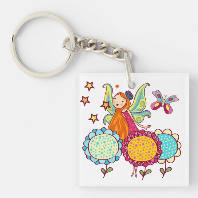 Garden Fairy With Flowers Key Ring (Front)