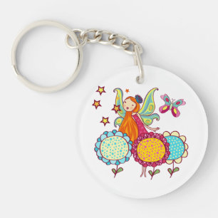 Garden Fairy With Flowers Key Ring