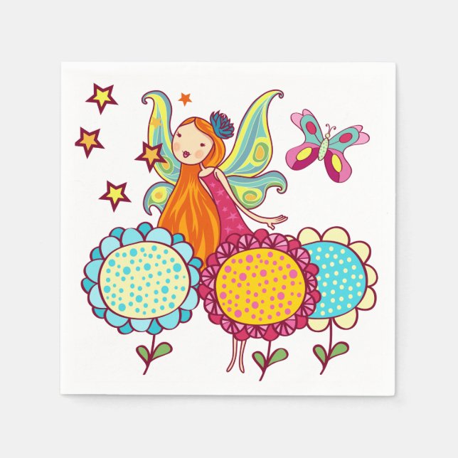 Garden Fairy With Flowers Napkin (Front)
