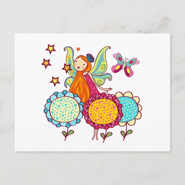 Garden Fairy With Flowers Postcard (Front)