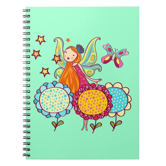 Garden Fairy With Flowers Spiral Notebook (Front)