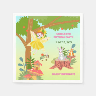 Garden Fairy with pet friends Birthday Party Napkin