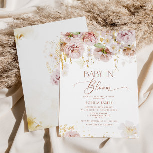 Garden floral baby in bloom baby shower invitation
