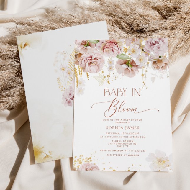 Garden floral baby in bloom baby shower invitation (Creator Uploaded)