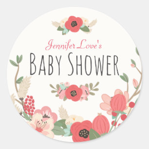 Garden Floral Baby Shower Classic Round Sticker
