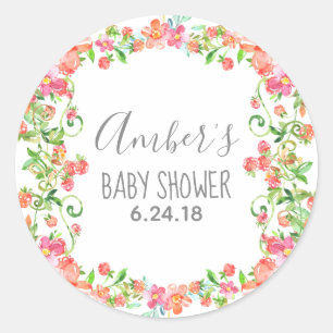 Garden Floral Berry Baby Shower Favour Tag Sticker