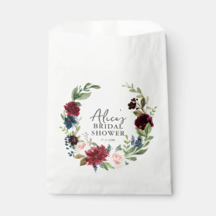 Garden Floral Blue Burgundy Bridal Shower Favour Bags