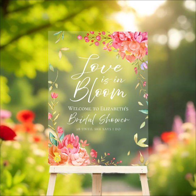 Garden Floral Bridal Shower Welcome Acrylic Sign (Creator Uploaded)