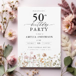 Garden Floral Calligraphy 50th Birthday Invitation<br><div class="desc">Celebrate in style with a garden floral calligraphy 50th birthday invitation, perfect for a milestone event. Featuring vibrant floral designs and elegant calligraphy, this invitation sets a whimsical yet sophisticated tone for your celebration. The lush garden theme blends natural beauty with graceful typography, creating a timeless and inviting look. Ideal...</div>