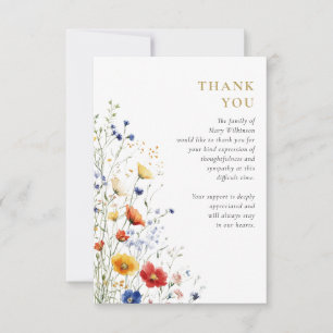 Garden Floral Celebration Of Life Funeral Thank You Card
