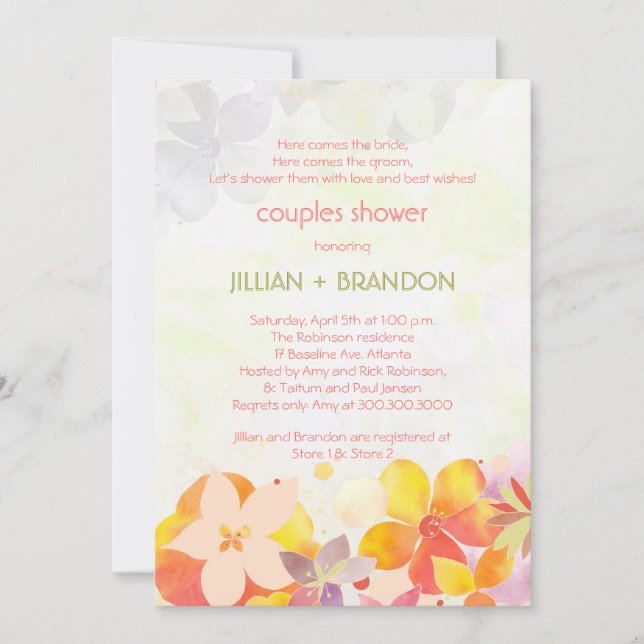 Garden Floral Couples Wedding Shower Invitation (Front)