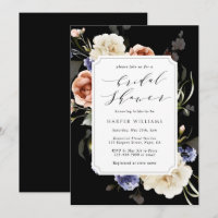 Garden Floral Frame Watercolor Bridal Shower Black
