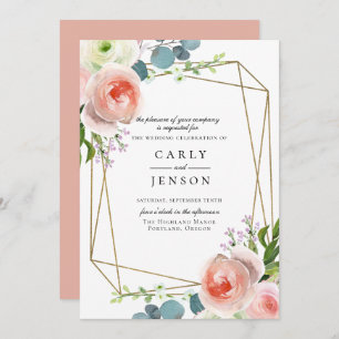 Garden Floral Geometric Wedding Invitation
