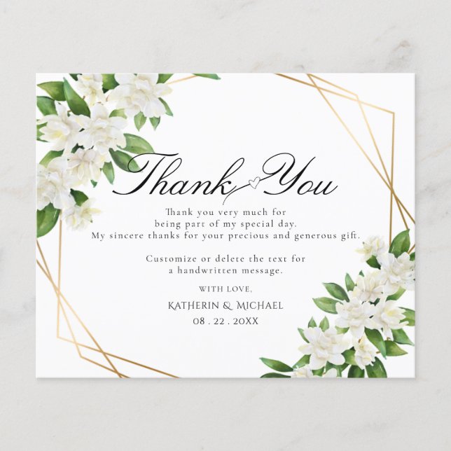 GARDEN FLORAL GREENERY Wedding Thank You Card (Front)