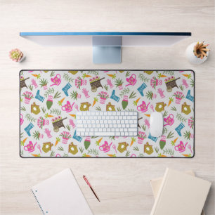 Garden Floral Grey Desk Mat