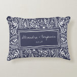 Garden Floral in Blue Border Personalised Wedding  Decorative Cushion<br><div class="desc">Garden Floral in Blue Border Personalised Wedding Accent Pillow</div>