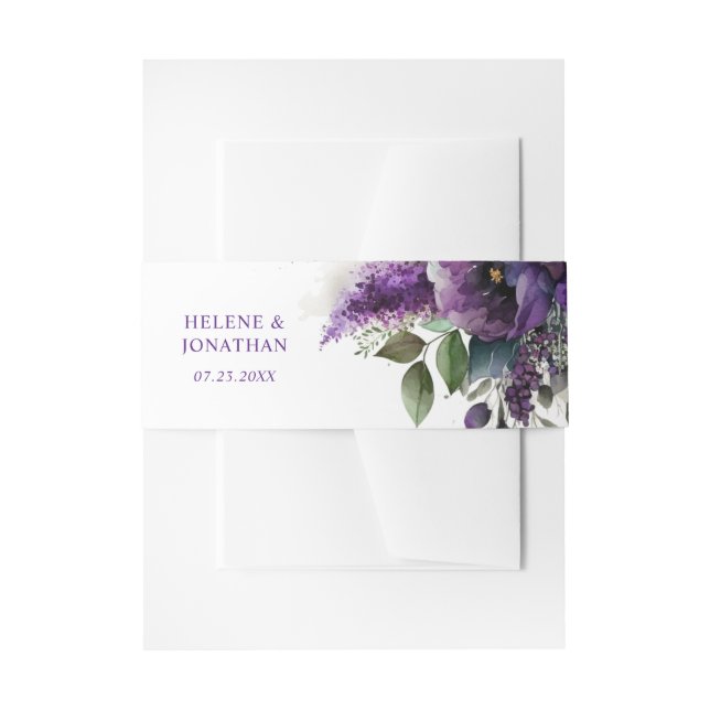 Garden Floral Modern Elegant Wedding Invitation Belly Band (Front Example)