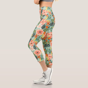 Garden Floral Pattern Capri Leggings