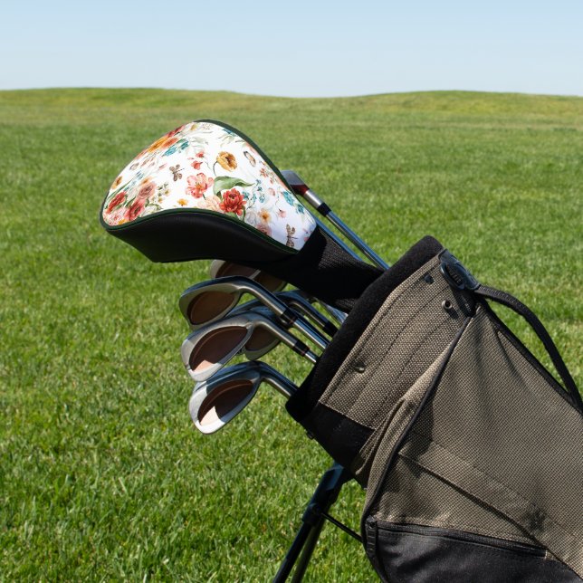 Garden Floral Pattern Golf Head Cover (In Situ)