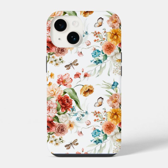 Garden Floral Pattern iPhone Case (Back)