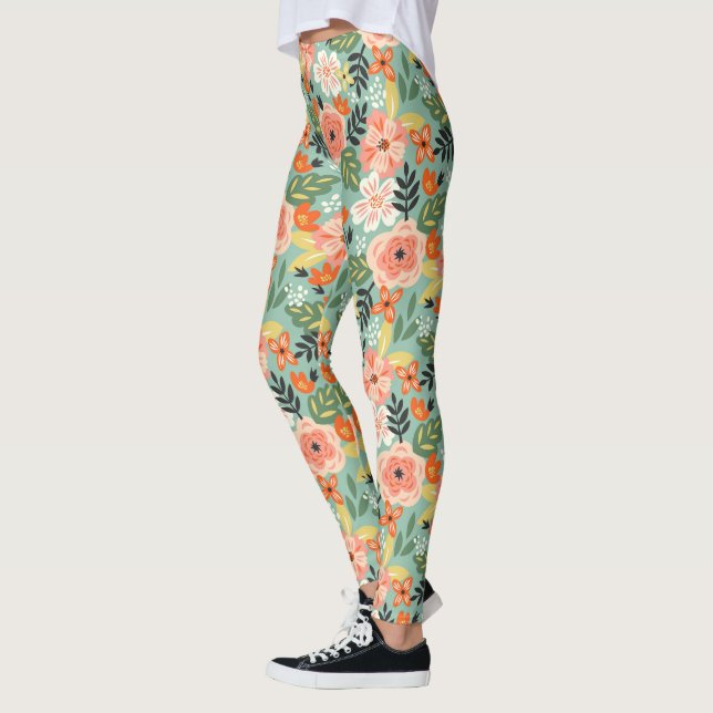 Garden Floral Pattern Leggings (Left)