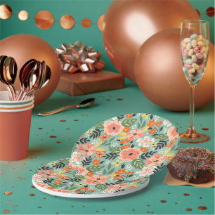 Garden Floral Pattern Paper Plate