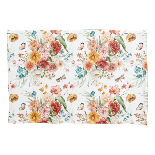 Garden Floral Pattern Pillowcase (Front)