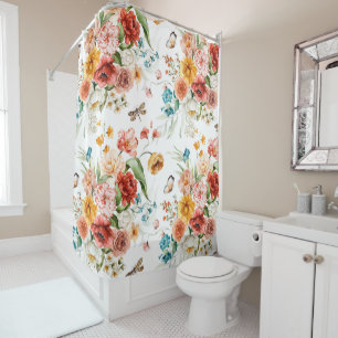 Garden Floral Pattern Shower Curtain