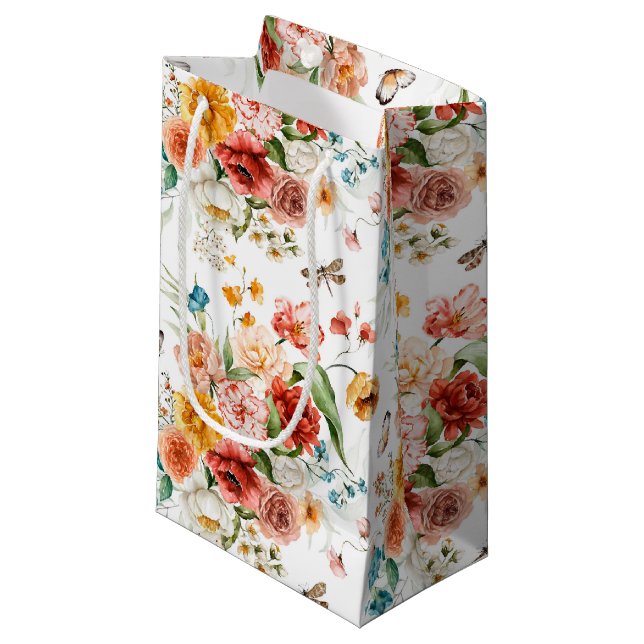 Garden Floral Pattern Small Gift Bag (Front Angled)