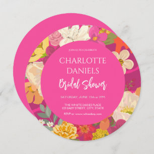 Garden Floral Pink Bridal Shower Invitation