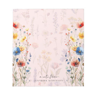 Garden Floral Spring Summer Wildflowers Name Blush Notepad