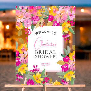 Garden floral watercolor bridal shower welcome  acrylic sign