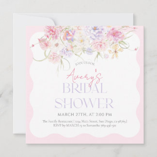 Garden Floral Wavy Wildflower Modern Bridal Shower Invitation