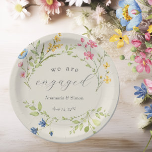 Garden Floral We Are Engaged Party Paper Plate
