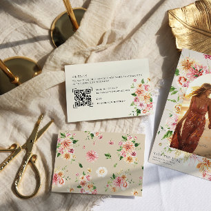 Garden Floral Wedding Details Card with QR Code