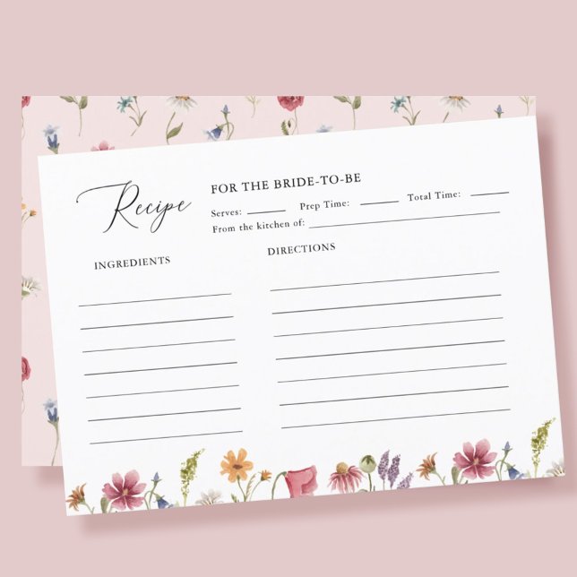 Garden Floral Wildflower Bridal Shower Recipe Enclosure Card (Creator Uploaded)