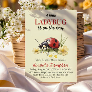 Garden Floral Yellow A Little Ladybug Baby Shower Invitation