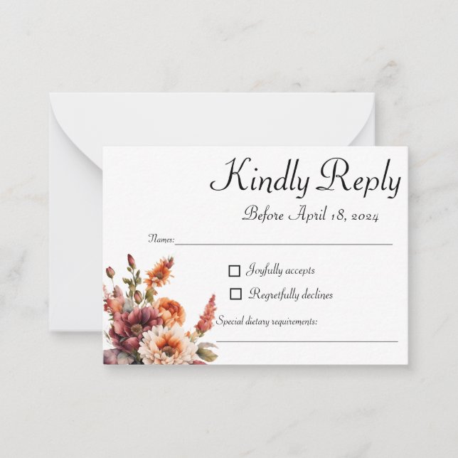 Garden Florals RSVP Card, Reply Card (Front)