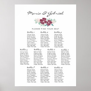 Garden flower. Beautiful Wedding Seating Chart