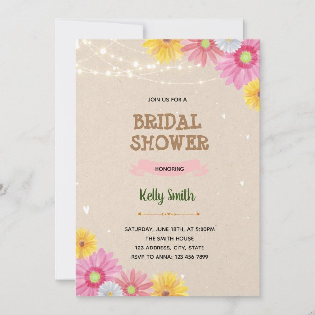 Garden flower bridal shower theme invitation (Front)