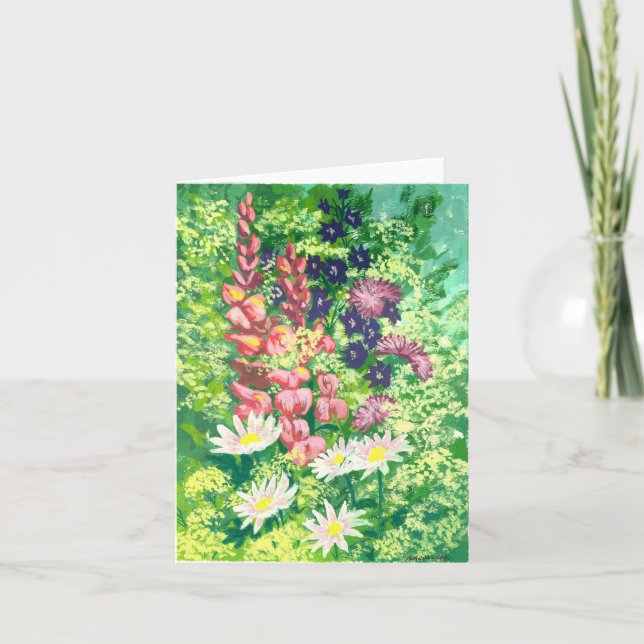 Garden Flower Coloured Folded Greeting Card (Front)