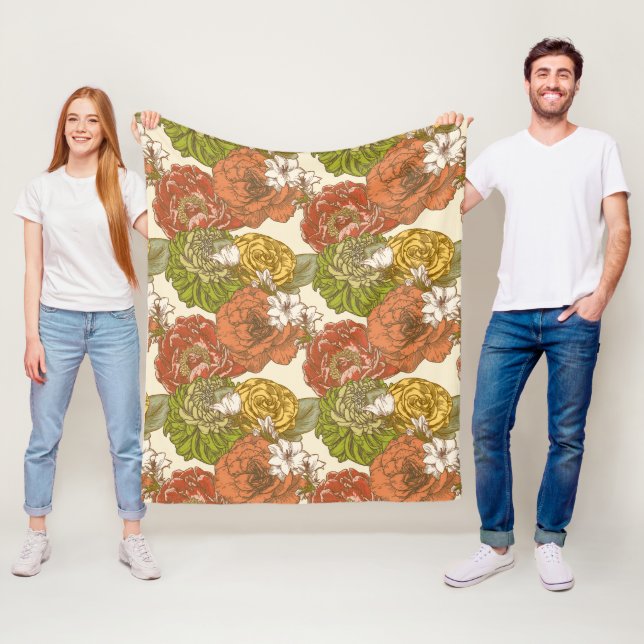 Garden Flower Pattern Fleece Blanket (In Situ)