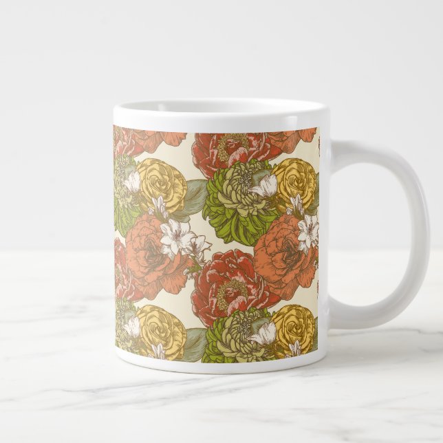 Garden Flower Pattern Large Coffee Mug (Right)